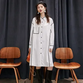 8GIRLS COTTON SHIRT DRESS WITH BLACK CONTRAST IN WHITE