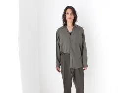 90s PURE FUJI SILK Relaxed Shirt in Khaki