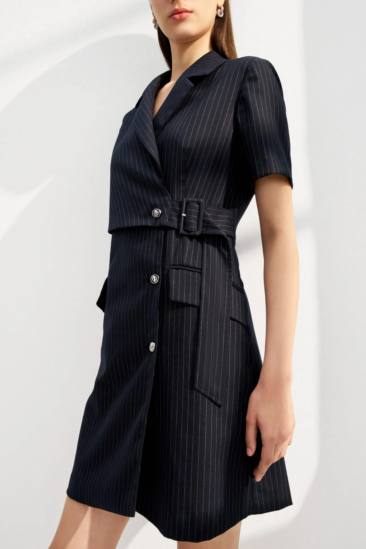 A-Shape Stripe Blazer Dress