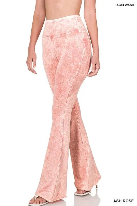 Acid Wash High Waist Raw Edge Hem pants