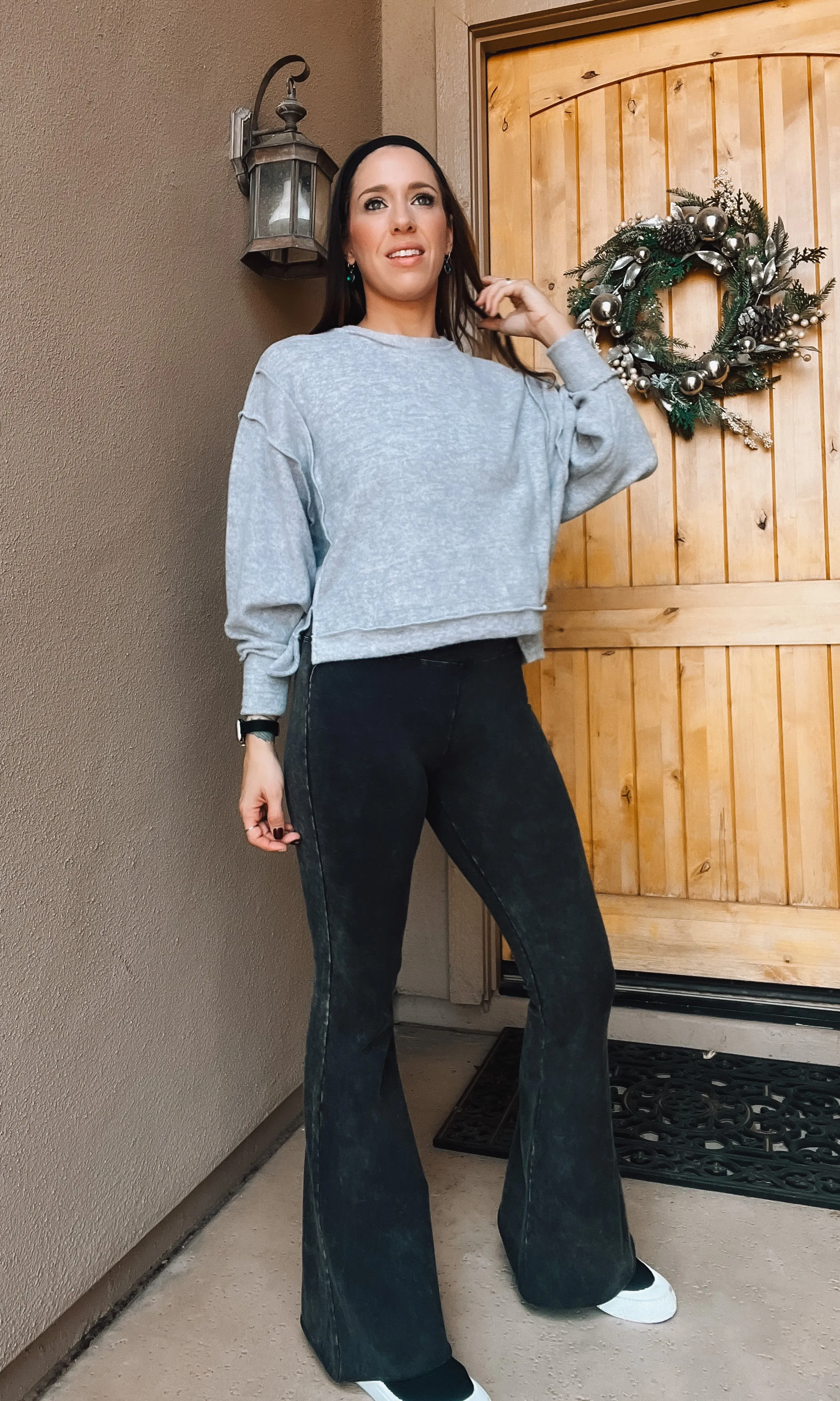 Acid Wash High Waist Raw Edge Hem pants