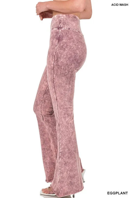 Acid Wash High Waist Raw Edge Hem pants