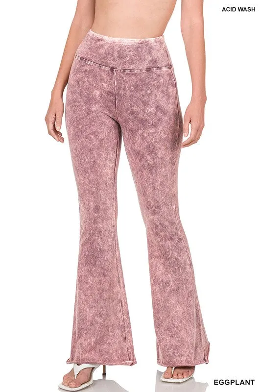 Acid Wash High Waist Raw Edge Hem pants