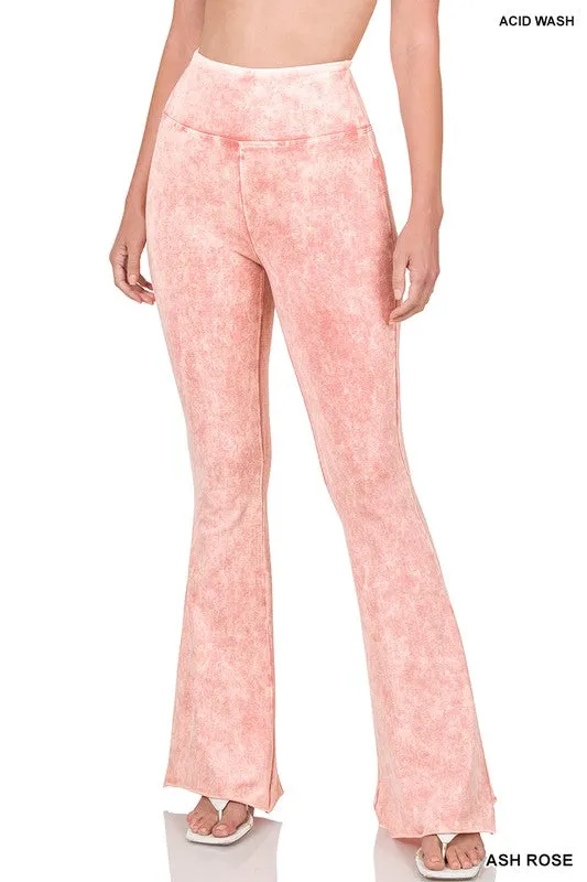 Acid Wash High Waist Raw Edge Hem pants