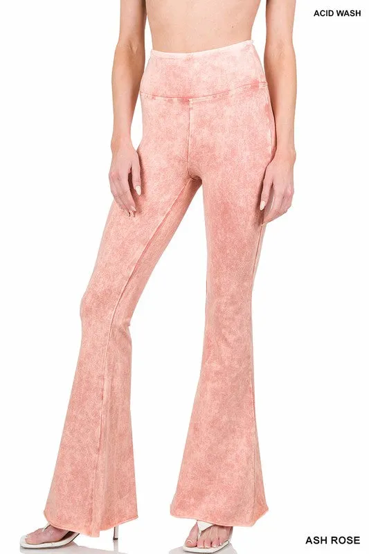 Acid Wash High Waist Raw Edge Hem pants