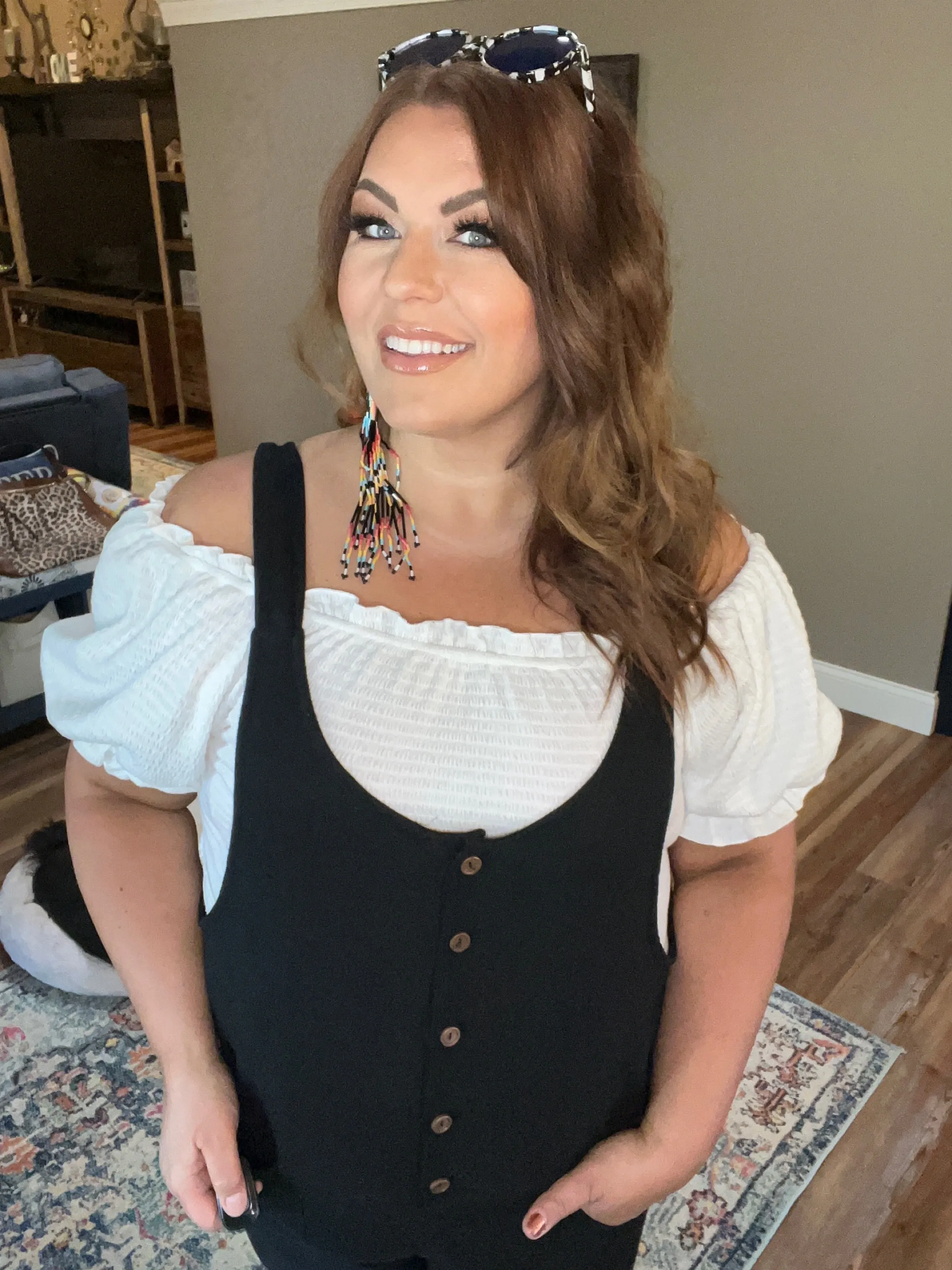 Adjustable Strap Button Detail Jumpsuit with Pockets