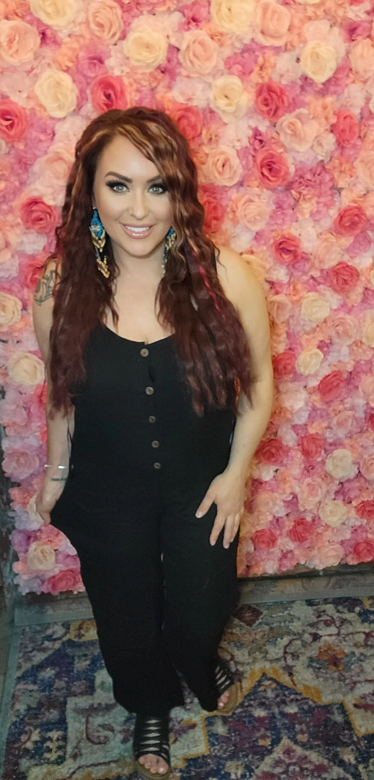 Adjustable Strap Button Detail Jumpsuit with Pockets
