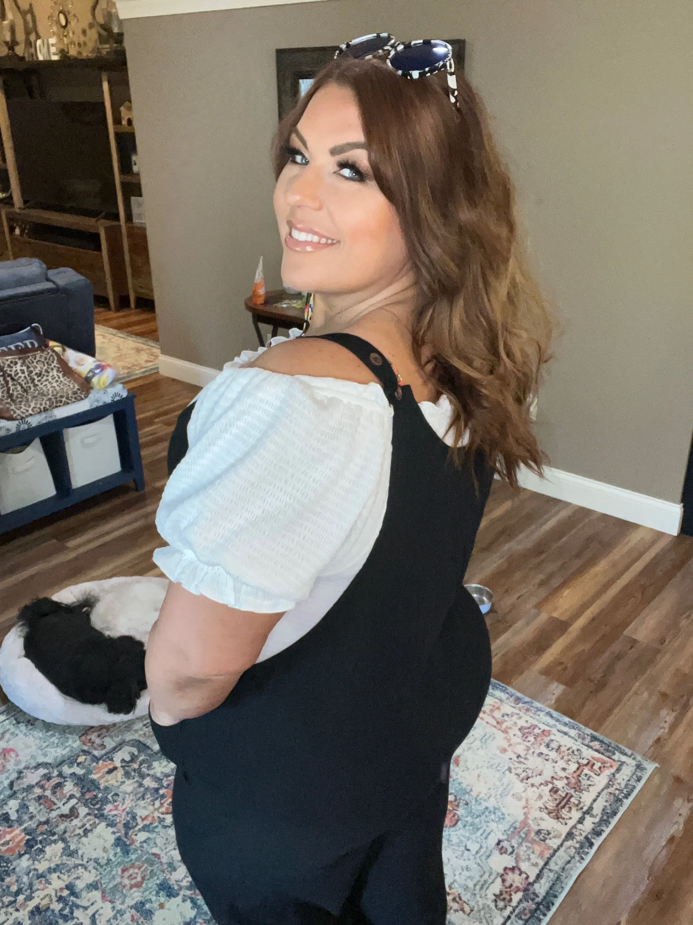 Adjustable Strap Button Detail Jumpsuit with Pockets