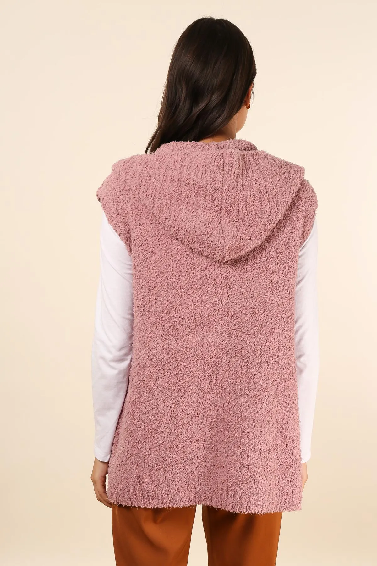Adriene sleeveless hooded cardigan pink