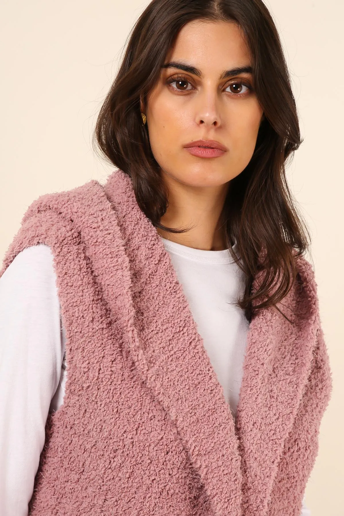 Adriene sleeveless hooded cardigan pink