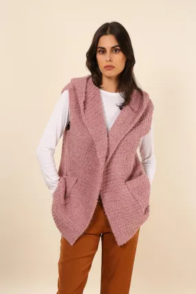 Adriene sleeveless hooded cardigan pink
