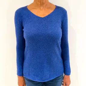 Airforce Blue Cashmere V-Neck Jumper Medium
