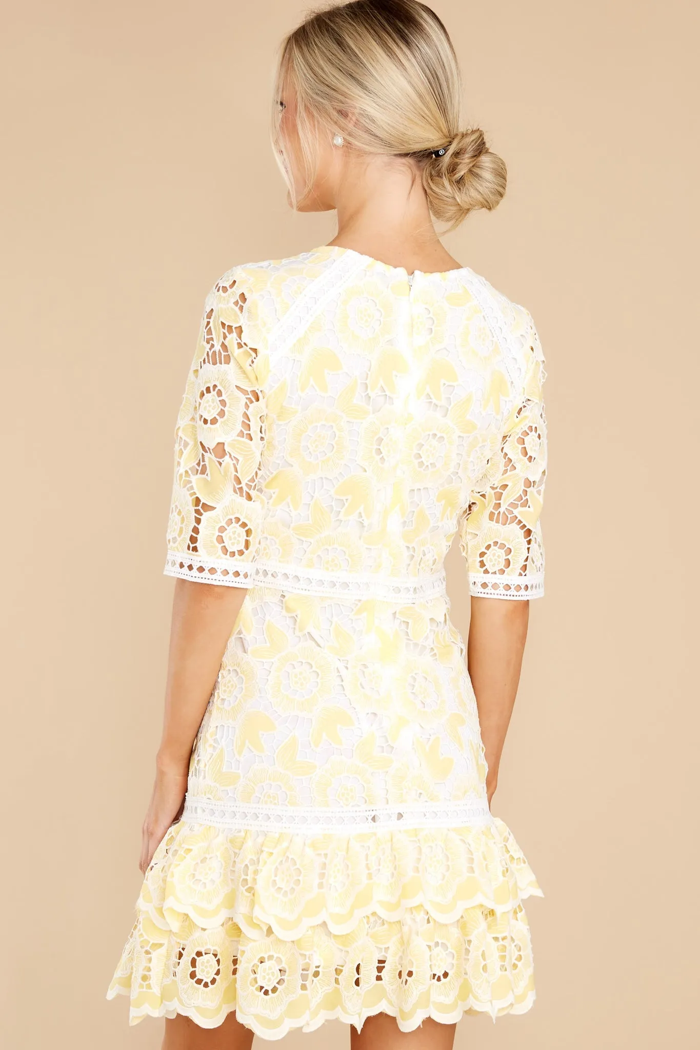 All About That Lace Pastel Yellow Dress