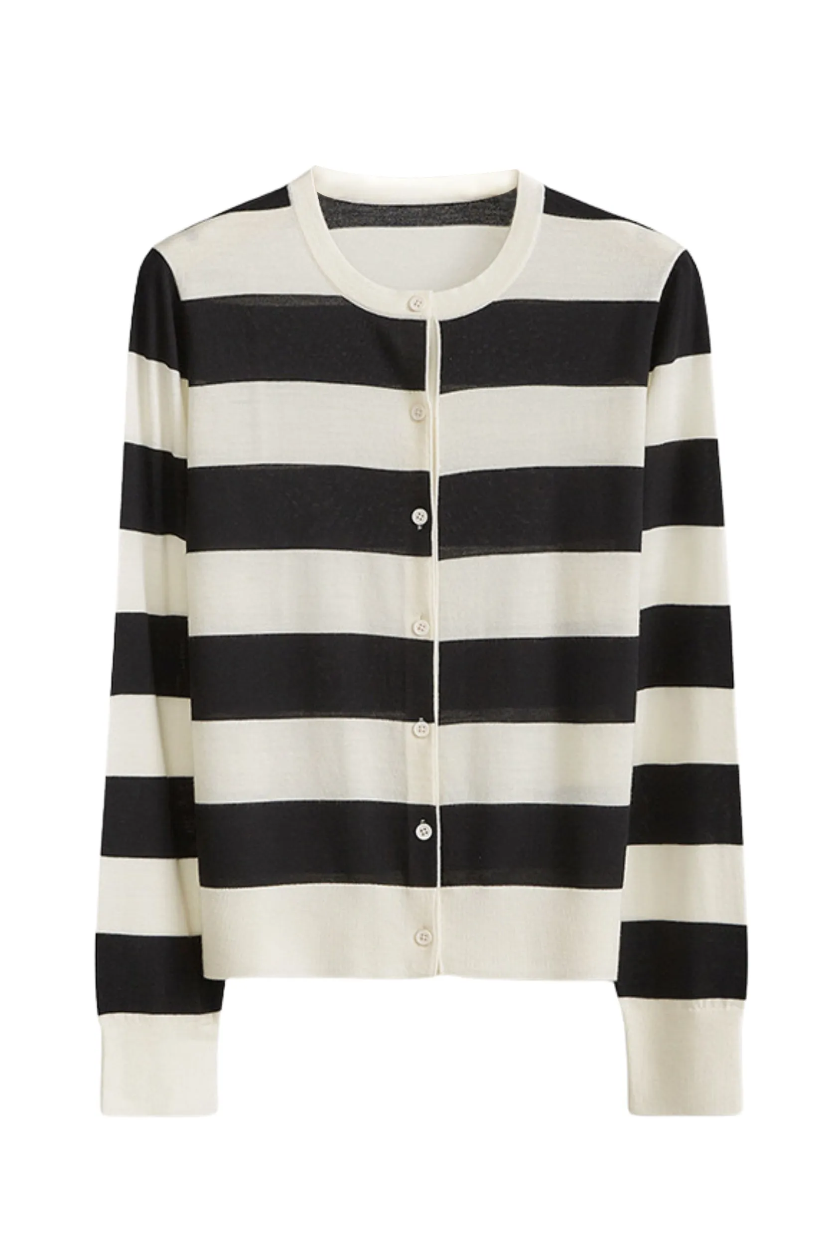 Andrea Striped Merino Wool Cardigan
