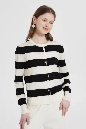 Andrea Striped Merino Wool Cardigan