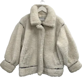 ASOS Cream Oversized Sherpa Jacket With Contrast Taping UK S