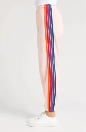 Aviator Nation 5 Stripe Sweatpants in Light Pink