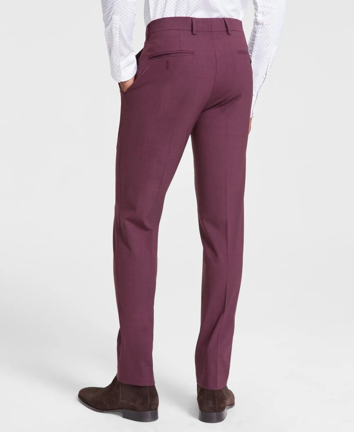 Bar Iii Mens Slim fit Dress Pants 33 / 30 Red Solid Stretch