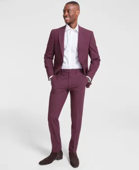 Bar Iii Mens Slim fit Dress Pants 33 / 30 Red Solid Stretch