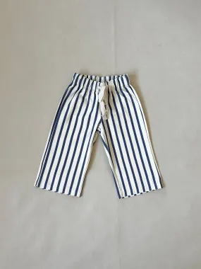 Billie Stripe Cotton Pants - Cream/Blue Stripe