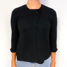 Black 3/4 Sleeved Cashmere Crew Neck Jumper Small