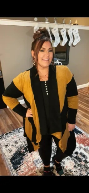Black and Mocha Open Front Cardigan