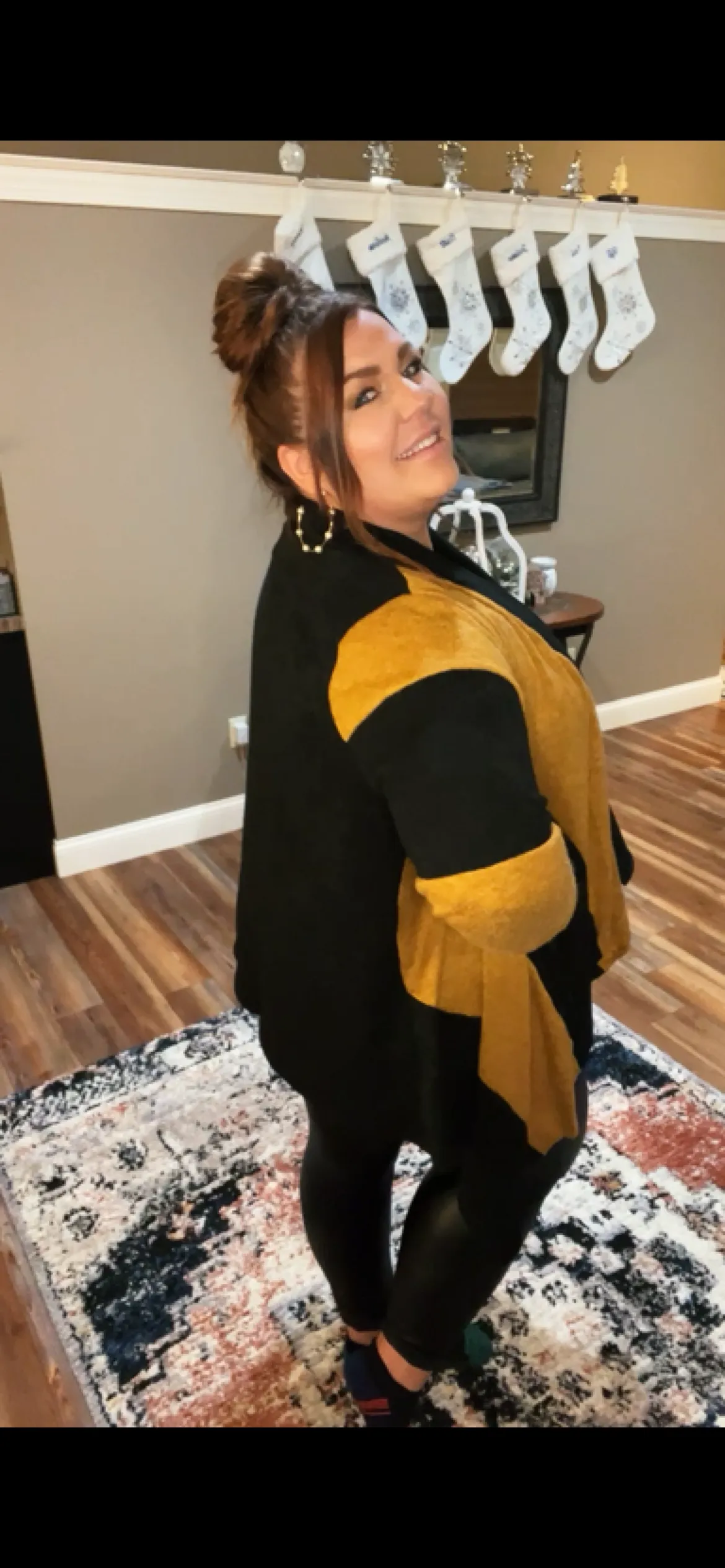 Black and Mocha Open Front Cardigan