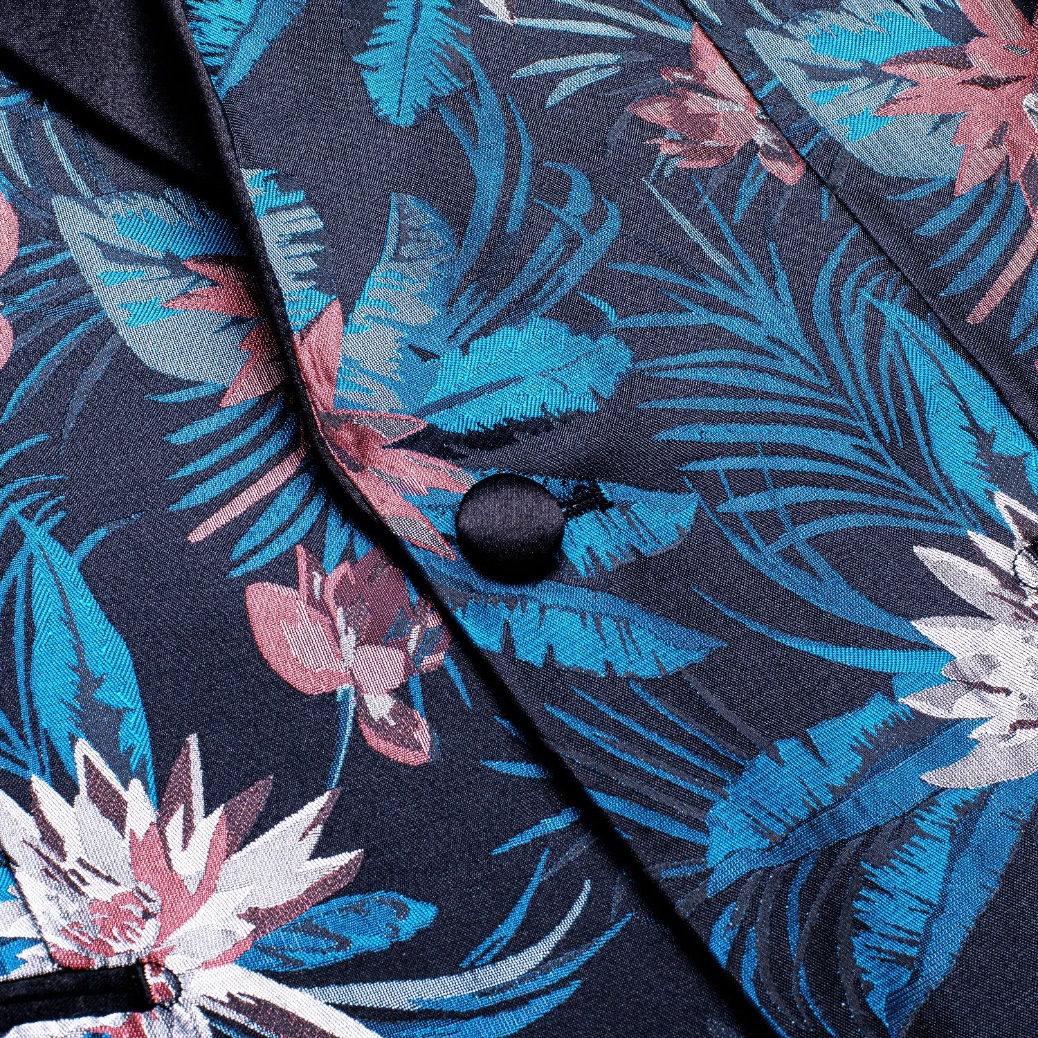 Black Blue White Epiphyllum Floral Men's Suit for Party