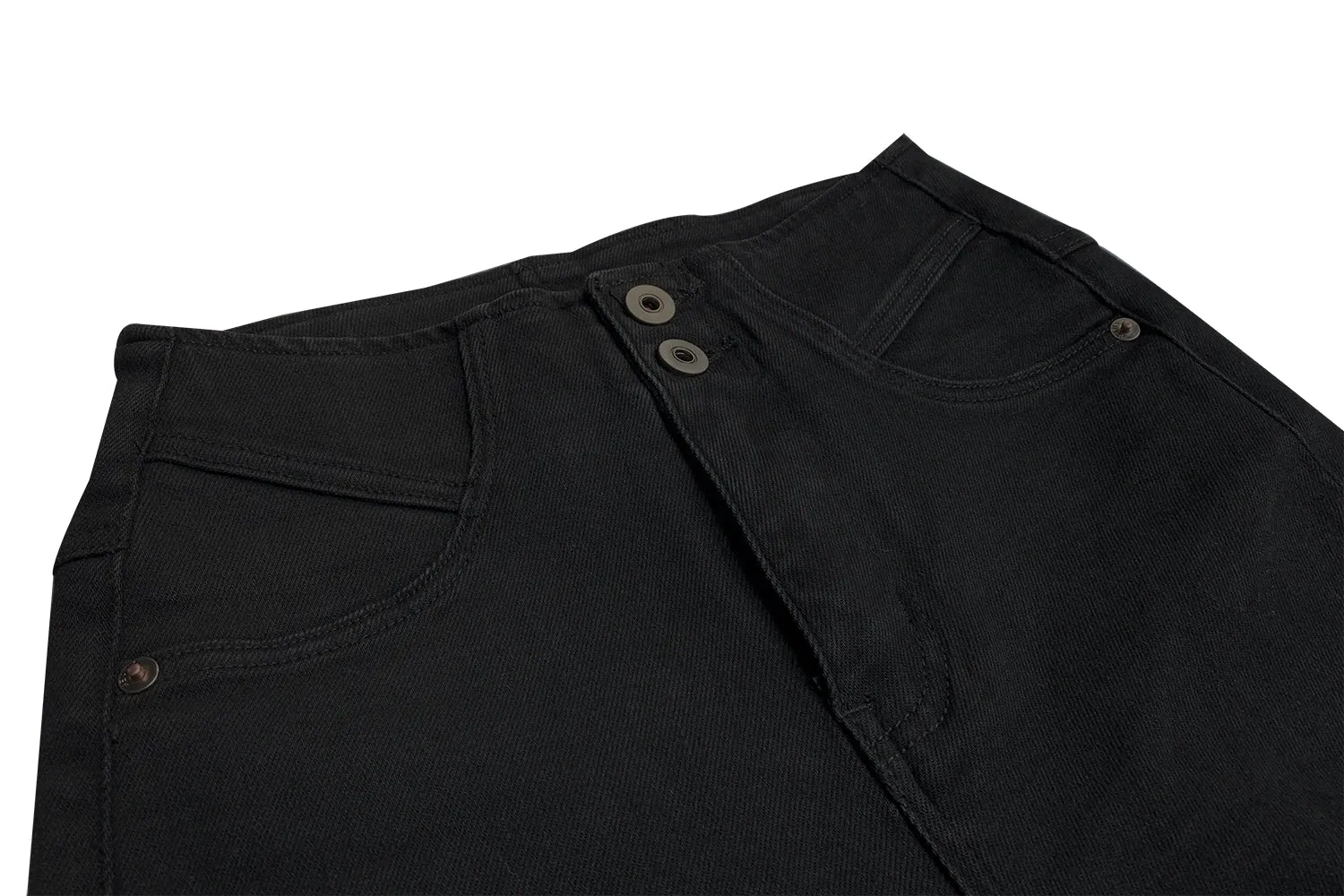 Black High Waist Stretchy Button Pants