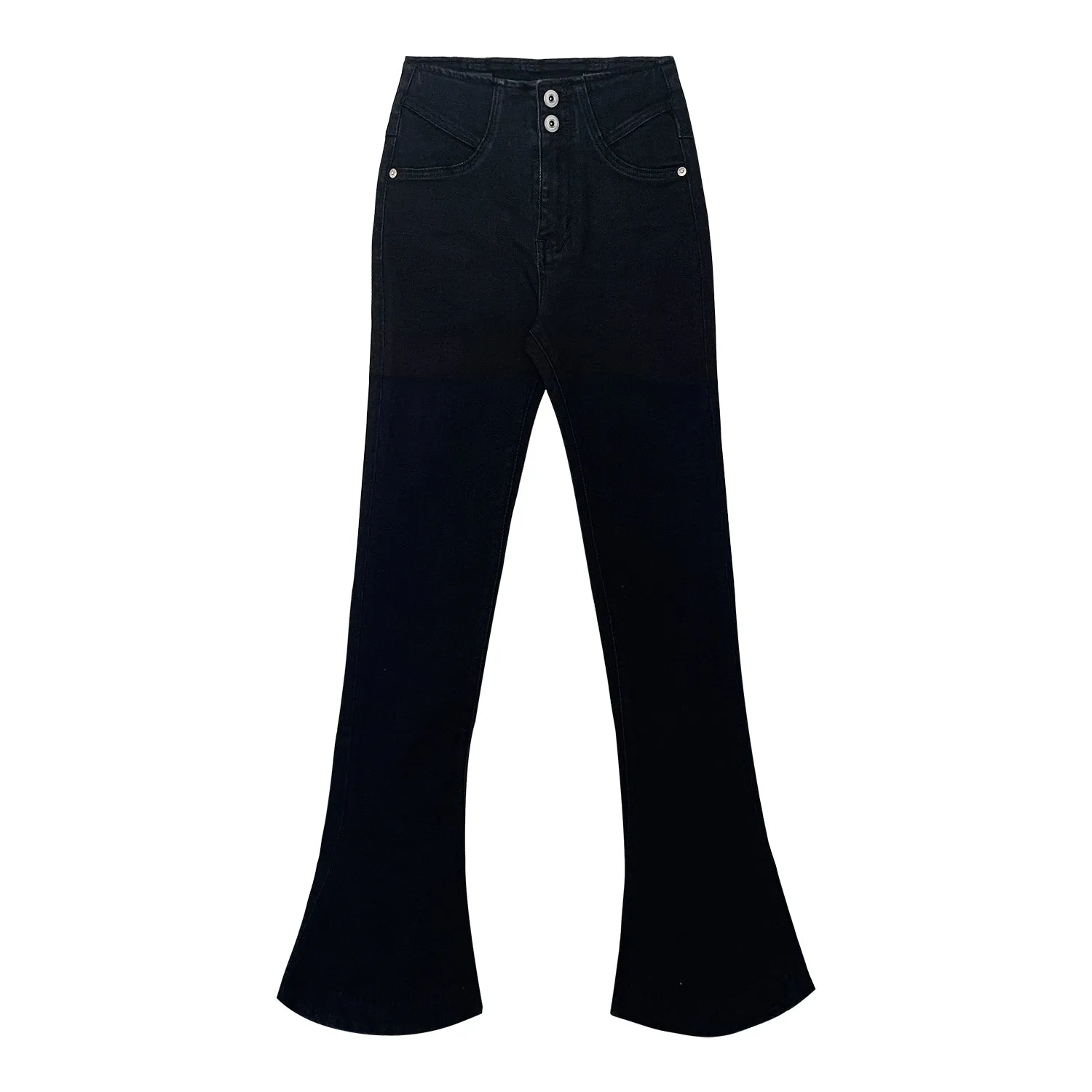 Black High Waist Stretchy Button Pants