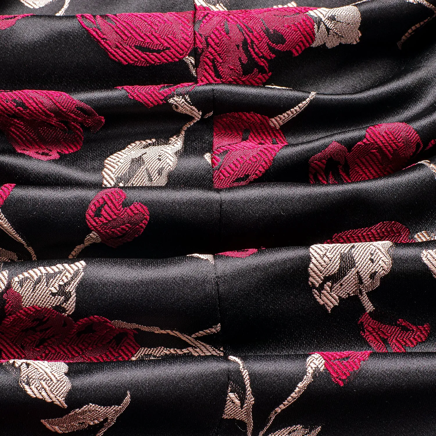 Black Red Embroidered Floral Men's Suit for Party