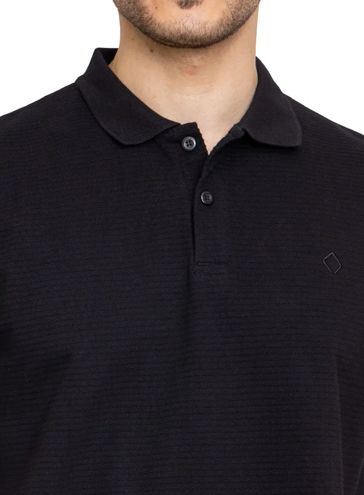 Black Ribbed Polo