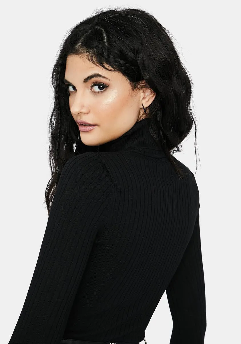 Blackout Closure Please Ribbed Turtleneck Bodysuit