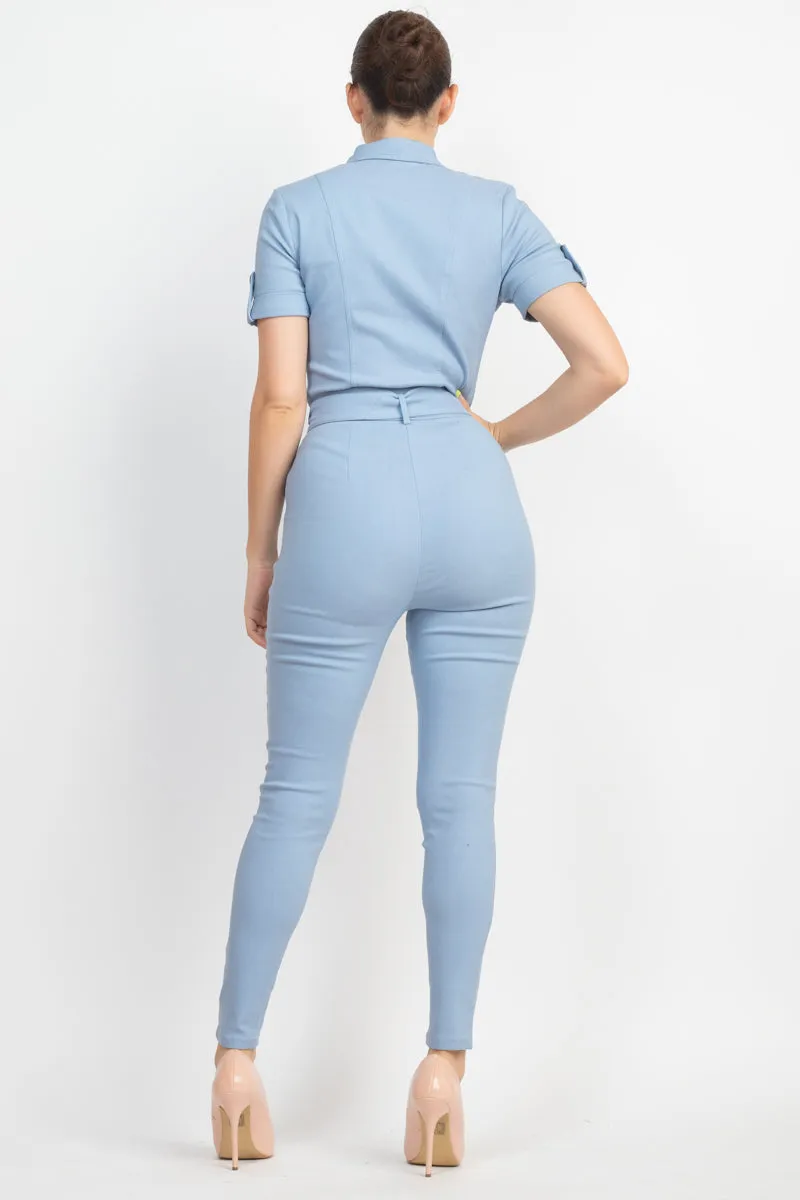 Blue Buttoned Jumpsuit