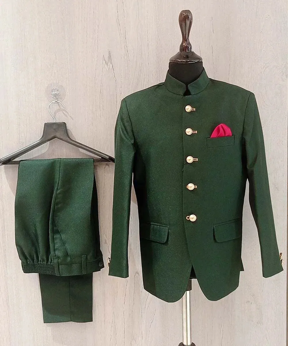 Bottle Green Colored Jodhpuri Suit