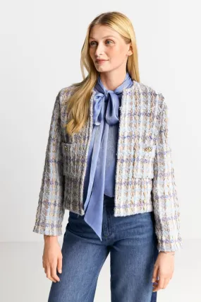 Bouclé-Jacke mit Rundhalsausschnitt
