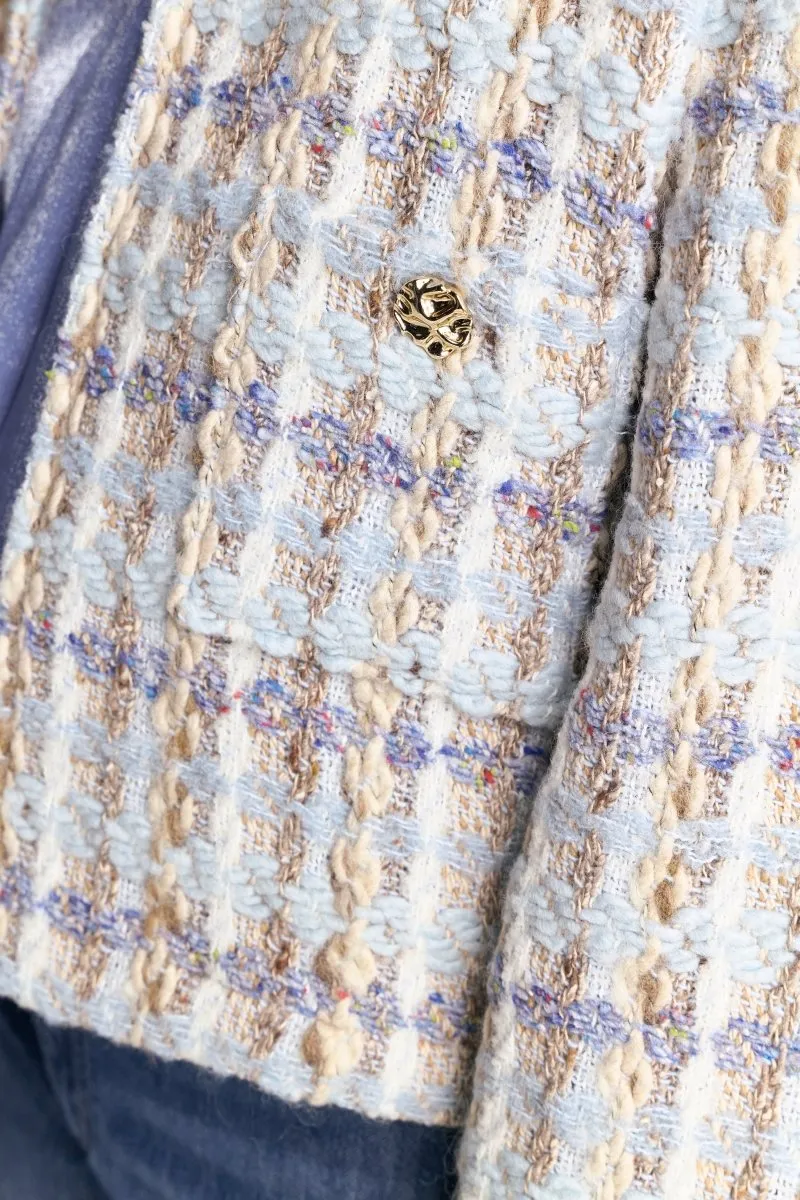 Bouclé-Jacke mit Rundhalsausschnitt