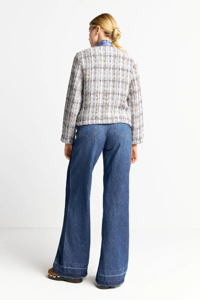 Bouclé-Jacke mit Rundhalsausschnitt