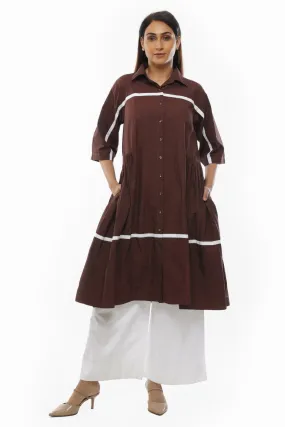 Brown Poplin Cotton Kurta Set
