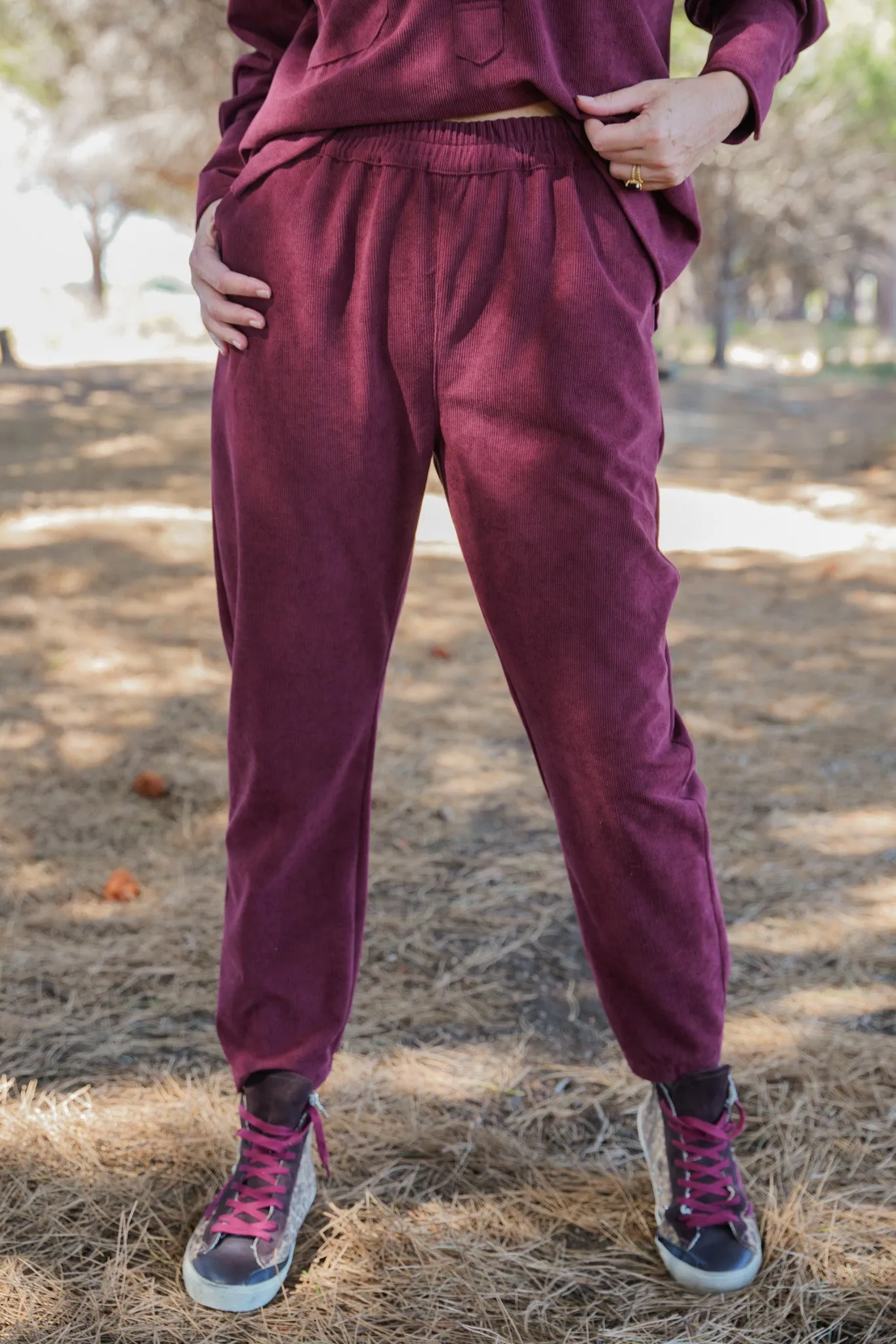 Burgundy Corduroy PJ Pants