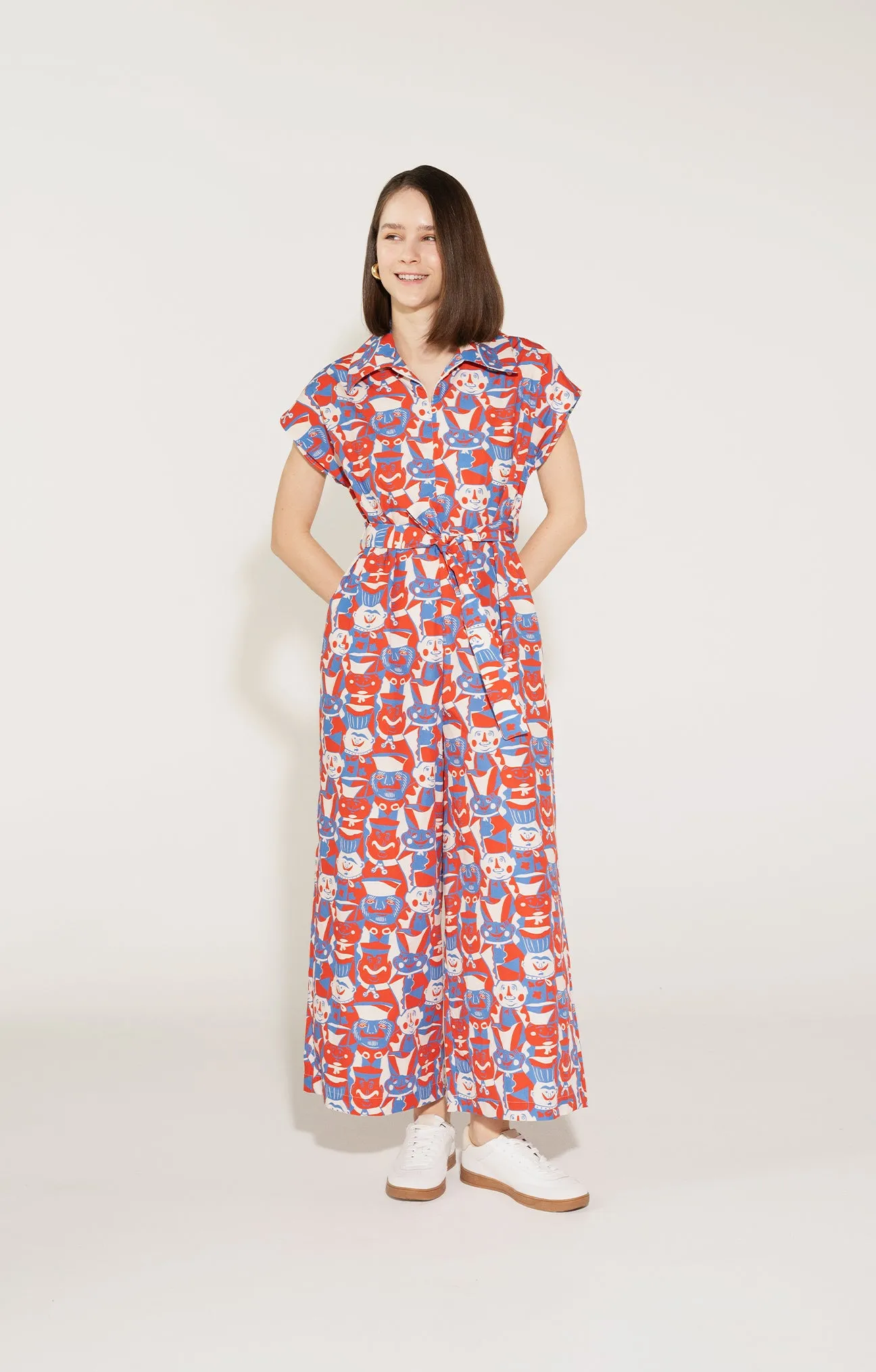 BUTELLA poplin jumpsuit 'Miska Faces'