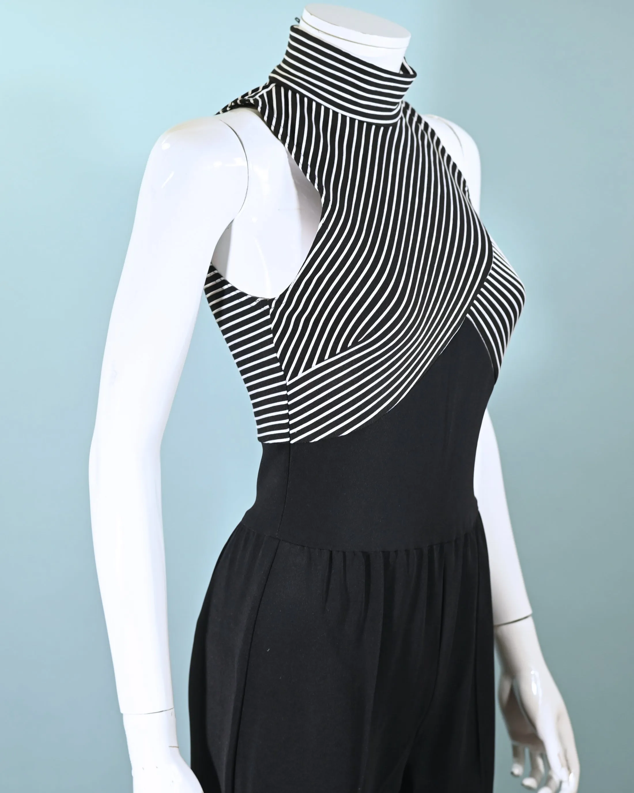 Cache Vintage 90s Black/White Sleeveless Jumpsuit S