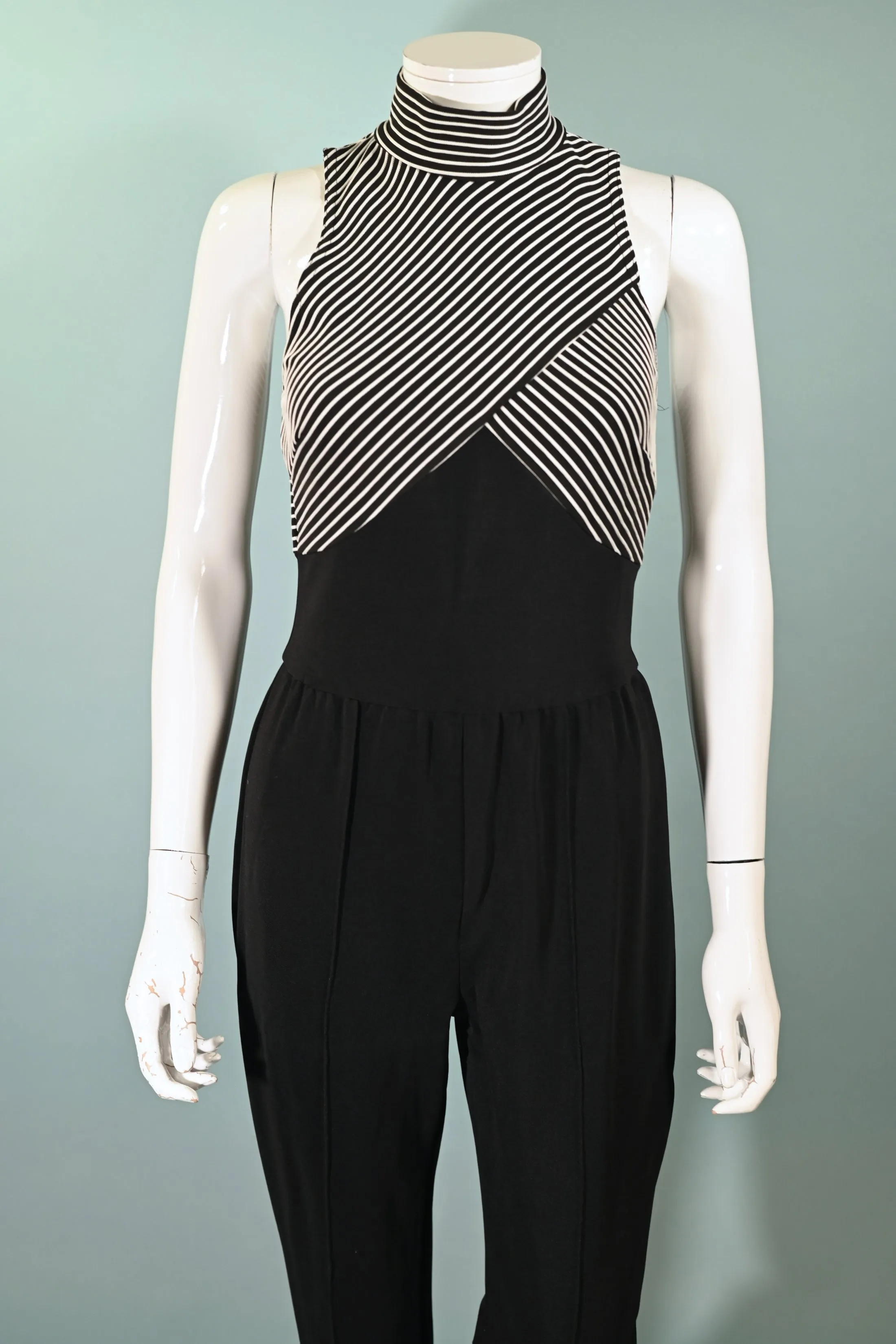 Cache Vintage 90s Black/White Sleeveless Jumpsuit S