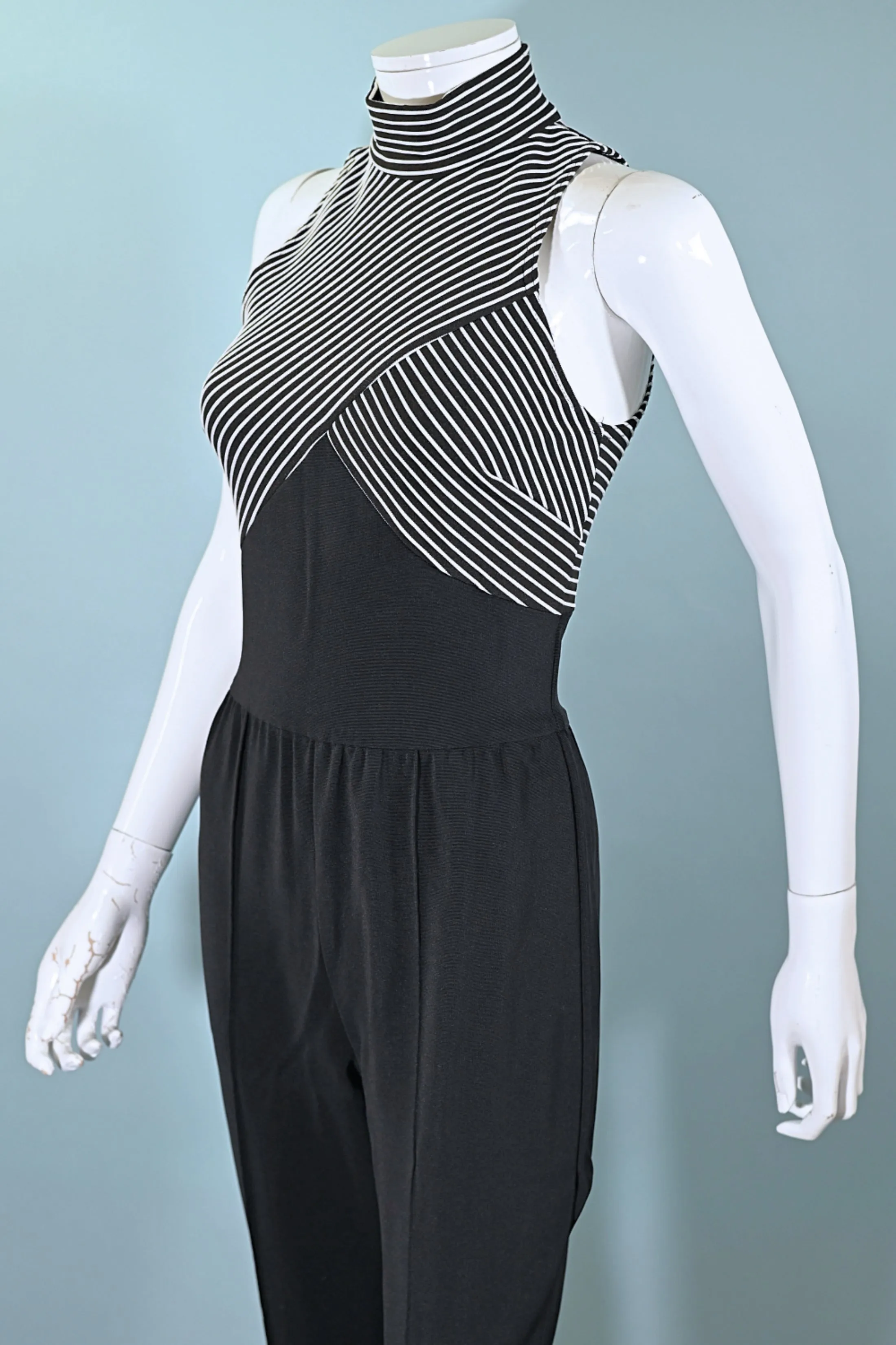 Cache Vintage 90s Black/White Sleeveless Jumpsuit S