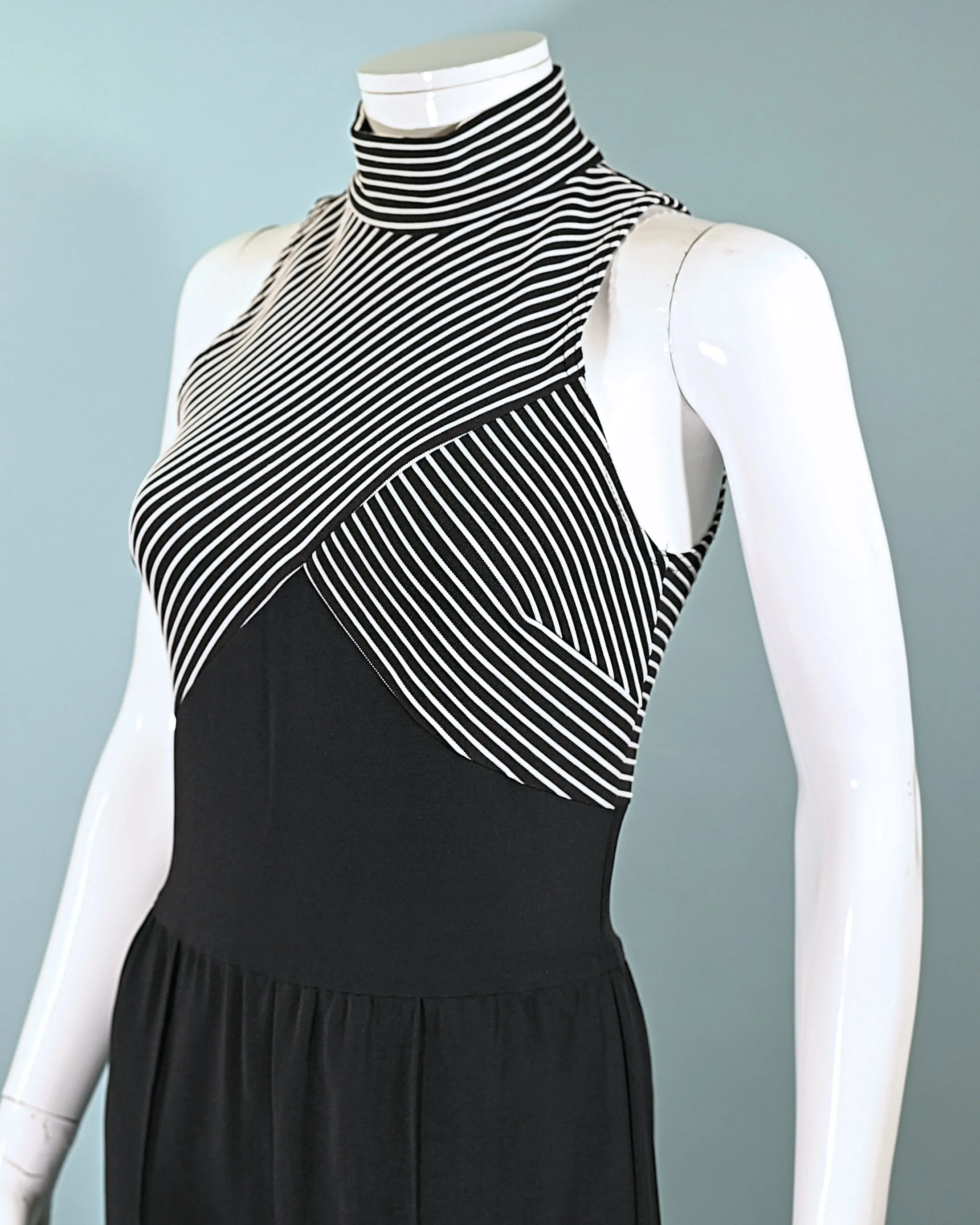 Cache Vintage 90s Black/White Sleeveless Jumpsuit S