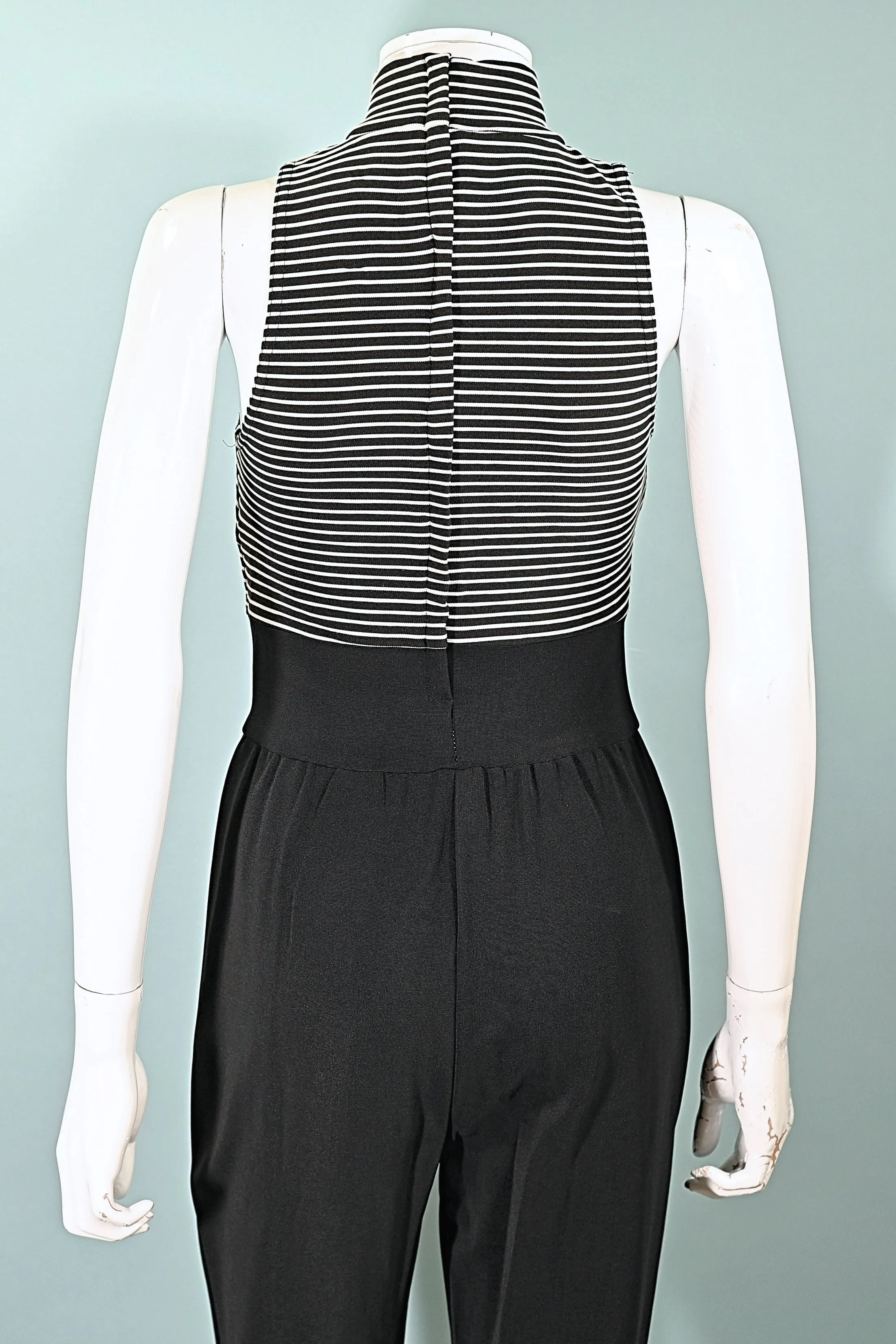 Cache Vintage 90s Black/White Sleeveless Jumpsuit S