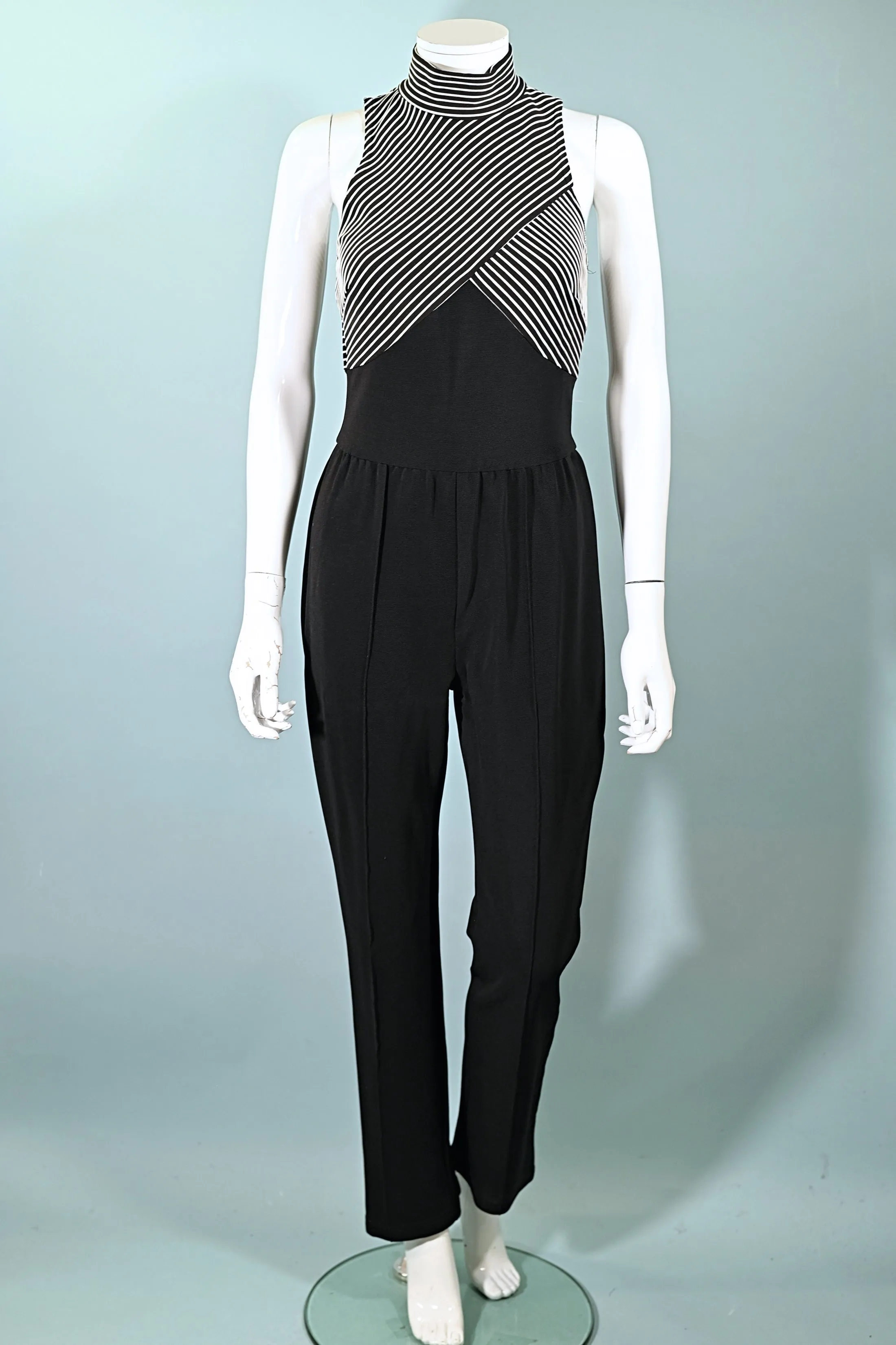 Cache Vintage 90s Black/White Sleeveless Jumpsuit S