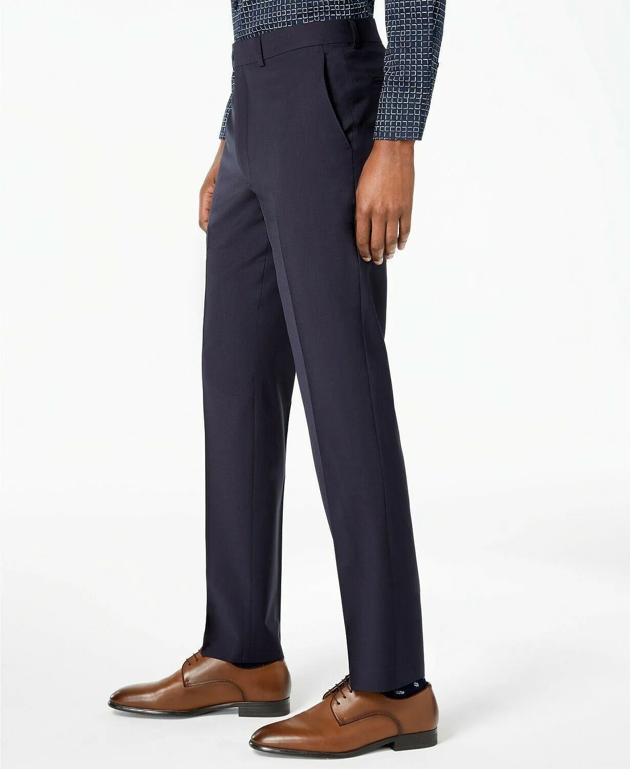 Calvin Klein Mens Skinny fit Dress Pants 34 / 32 Dark Blue Solid