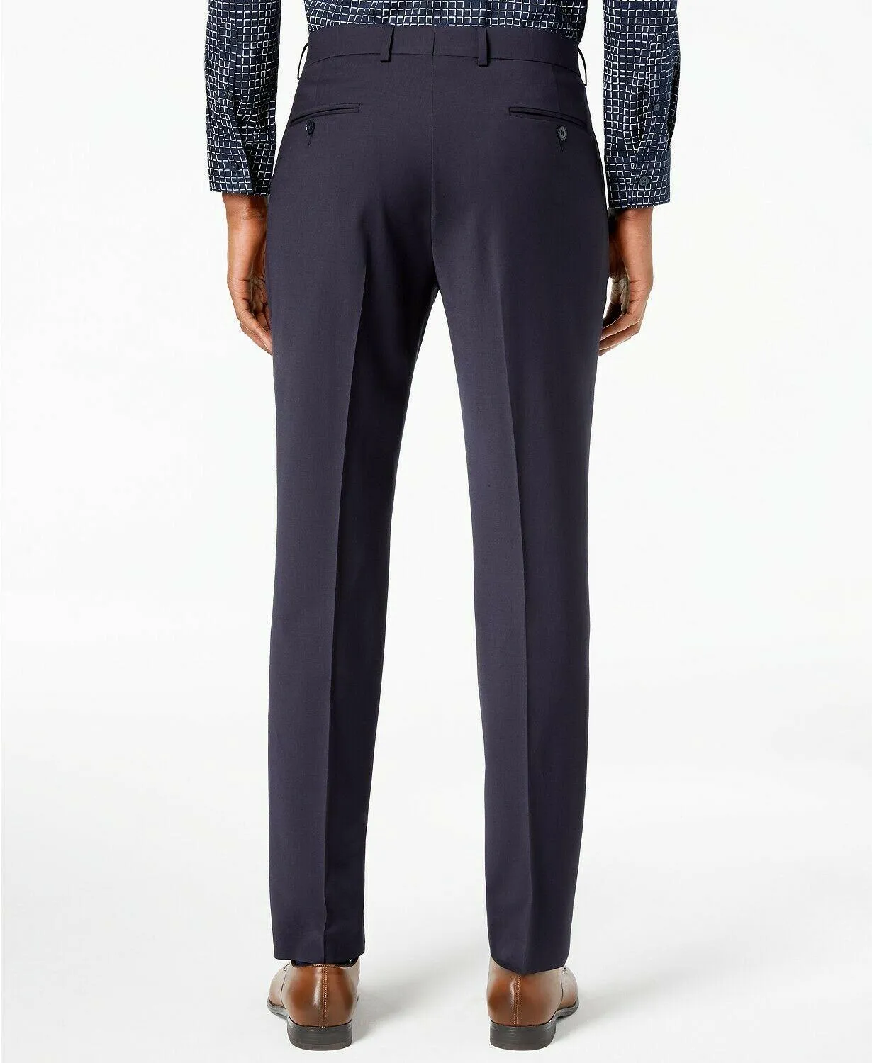 Calvin Klein Mens Skinny fit Dress Pants 34 / 32 Dark Blue Solid