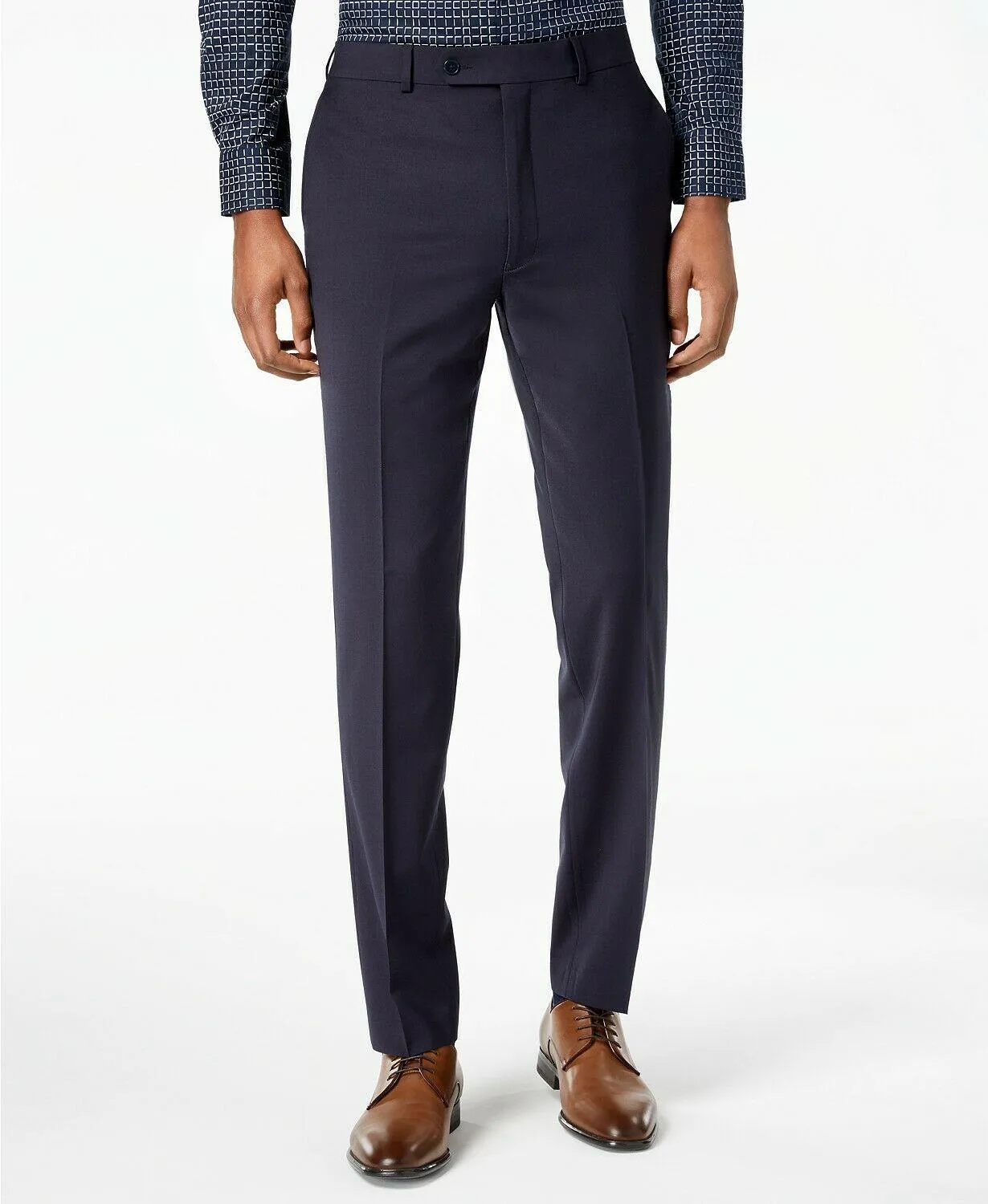 Calvin Klein Mens Skinny fit Dress Pants 34 / 32 Dark Blue Solid